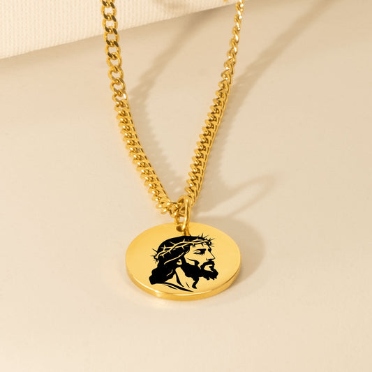 You Are Mine Gold Necklace for Men – Christian Gift – Jesus Crown of Thorns Pendant – Bible Verse Faith Jewelry – Religious Gift for Him