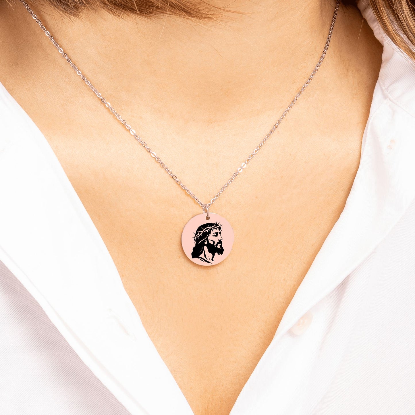 Jesus Necklace for Women – Crown of Thorns Pendant Grace Scripture Card– Christian Gift for Her, Ephesians 2:8-9 Jewelry Faith Encouragement